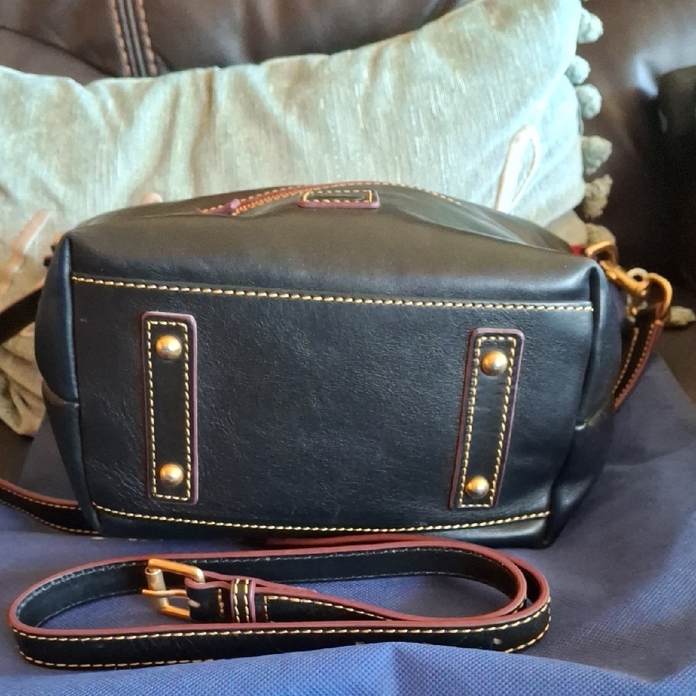 Black Leather Florentine Crossbody Bag with Red Zip Accent *Dooney&Burke - Picture 6 of 13